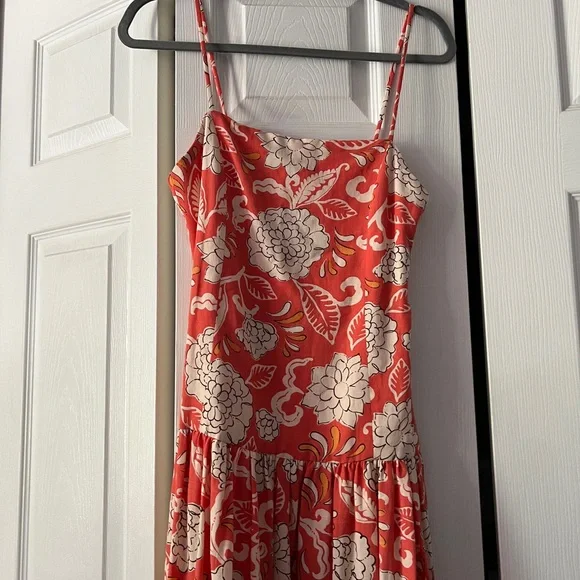 Zara Coral and Cream Floral Dress - Picture 3 of 13
